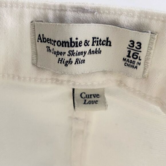 NWT A&F High Rise Super Skinny Ankle Jean Curve Love White With Raw Hem 16 Long - Picture 10 of 13